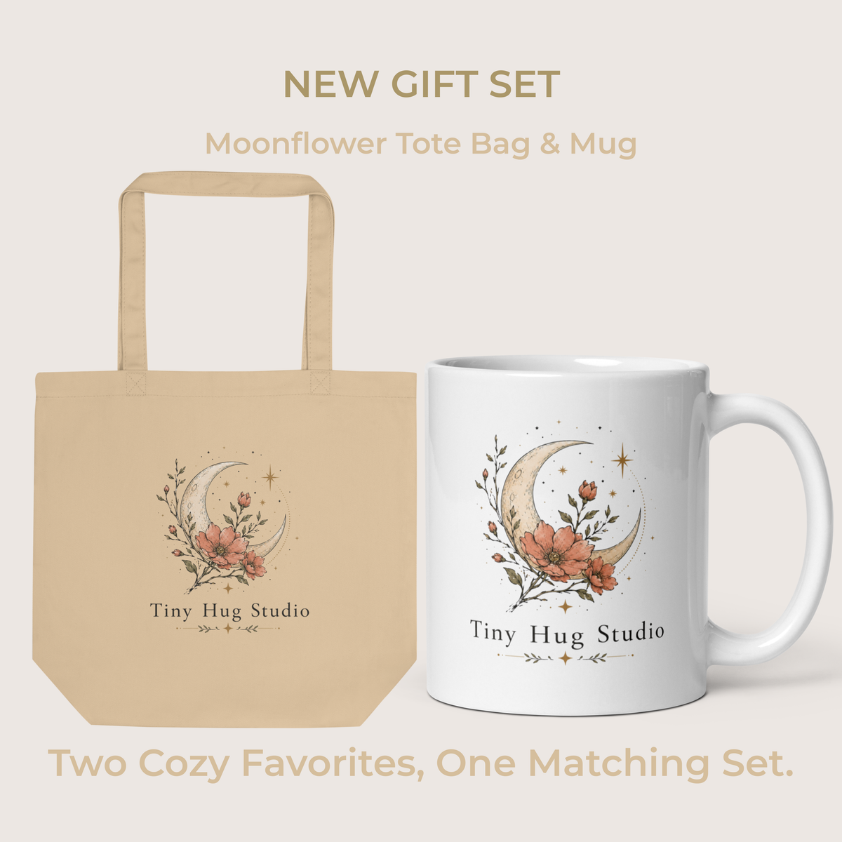 Moonflower Tote Bag & Mug Gift Set | Tiny Hug Studio