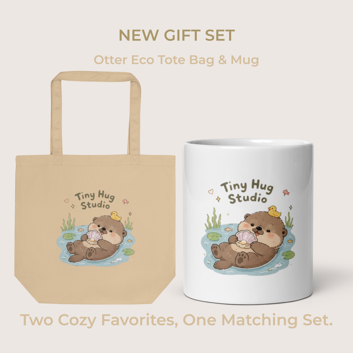 Otter Eco Tote Bag & Mug Gift Set | Tiny Hug Studio