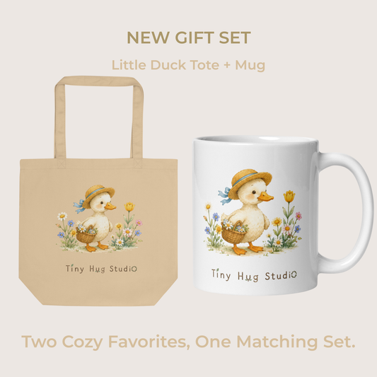 Little Duck Tote Bag & Mug Gift Set | Tiny Hug Studio