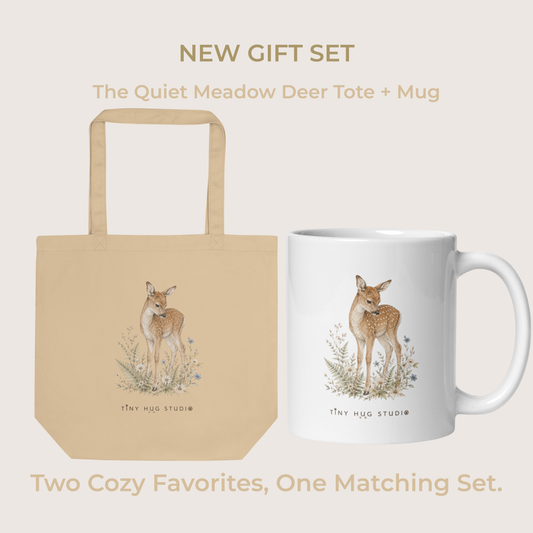 The Quiet Meadow Deer Tote & Mug Gift Set | Tiny Hug Studio